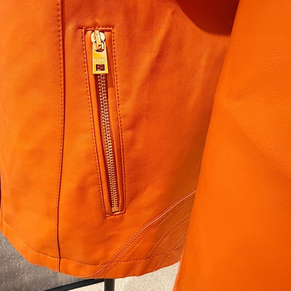 Marc New York Faux Orange Leather Moto Jacket - NWOT. - Picture 10 of 12